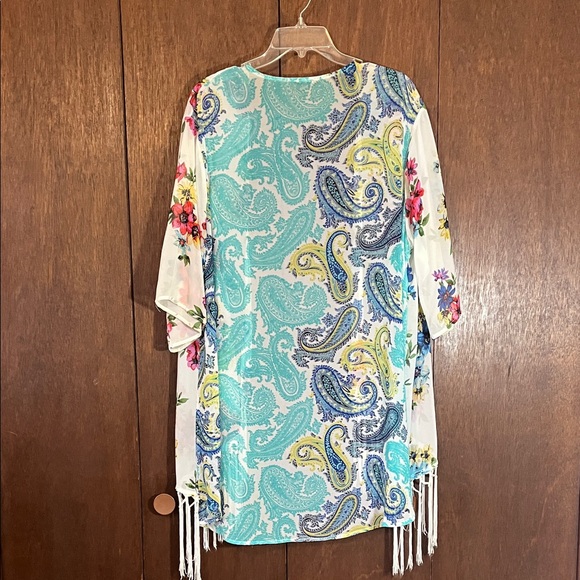 West Kei Turquoise Paisley Kimono - Picture 6 of 9